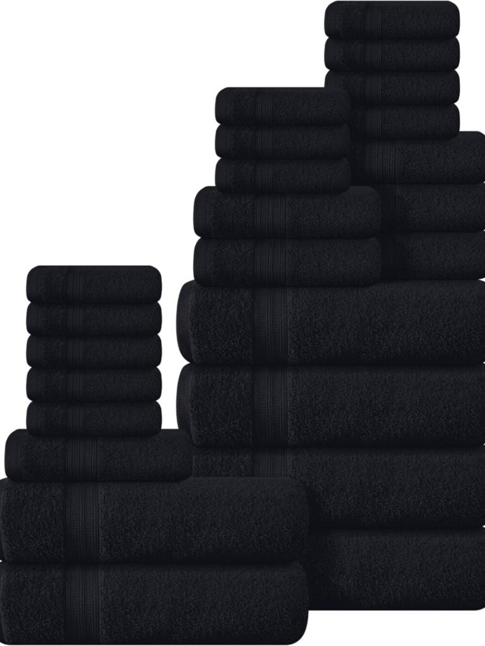 24-Piece Cotton Towel Set: 6 Bath, 6 Hand & 12 Wash Cloths - Ultra Soft